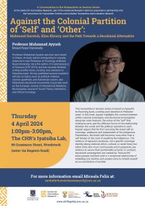 Against the Colonial Partition of ‘Self’ and ‘Other’: Mahmoud Darwish, Elias Khoury, and the Path Towards a Decolonial Alternative POSTER