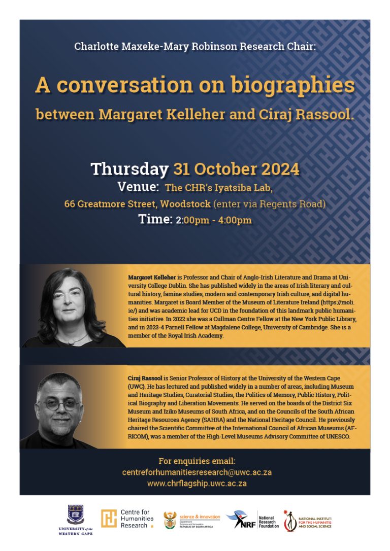 Ciraj Rasool A conversation on biographies between Margaret Kelleher and Ciraj ...