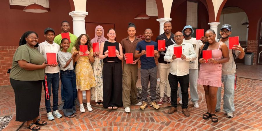 UK-SA Bilateral Digital Humanities Chair in Culture & Technics fellows receive their copies of The Immense Regression - What is Called Caring? Vol 1. UK-SA Bilateral Digital Humanities Chair in Culture & Technics fellows receive their copies of The Immense Regression - What is Called Caring? Vol 1.