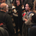 After the lecture in the Baxter Theatre, Rahul Mehrotra engaged in lively informal discussions with audience members in the foyer.