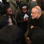 After the lecture in the Baxter Theatre, Rahul Mehrotra engaged in lively informal discussions with audience members in the foyer.