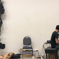 Pianist Kyle Shepherd in rehearsal in William Kentridge's studio.